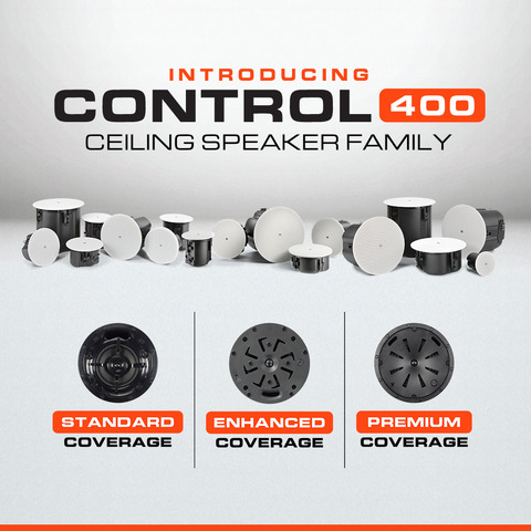 JBL Professional Introduces Control 400 Standard Coverage & Premium Coverage Series Ceiling Speakers Significantly Expanding Lineup