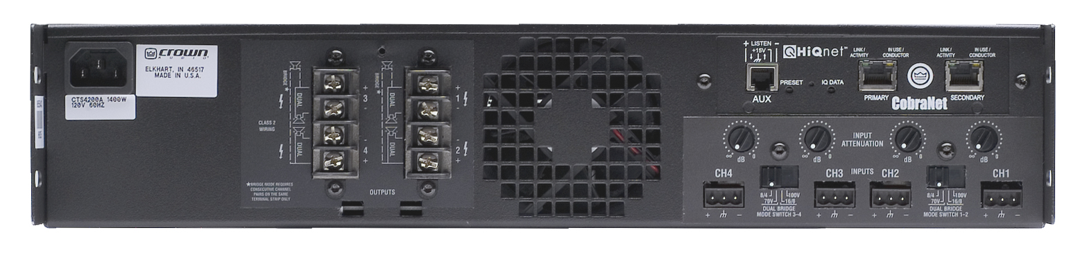 Crown CTs 4200A Four-Channel Power Amplifier 180 watts per channel at 8 Ohms